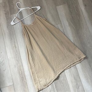 Honest Cotton Dress gauze mini womens Beige (one size) natural minimalist casual